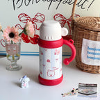 Insulated Floral Pattern Thermos Bottle for Women Leak-Proof Travel Water Flask
