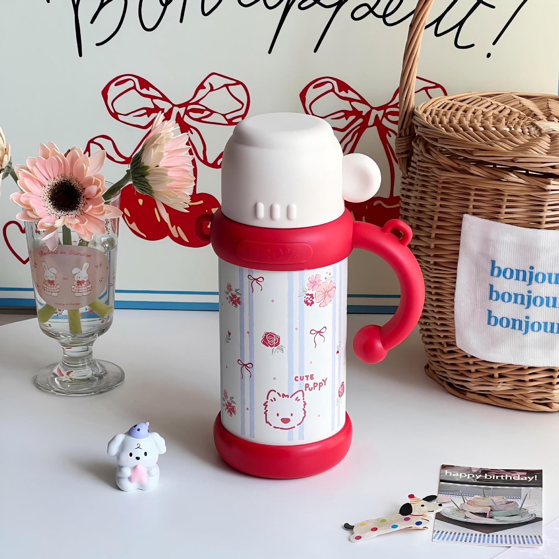 Insulated Floral Pattern Thermos Bottle for Women Leak-Proof Travel Water Flask