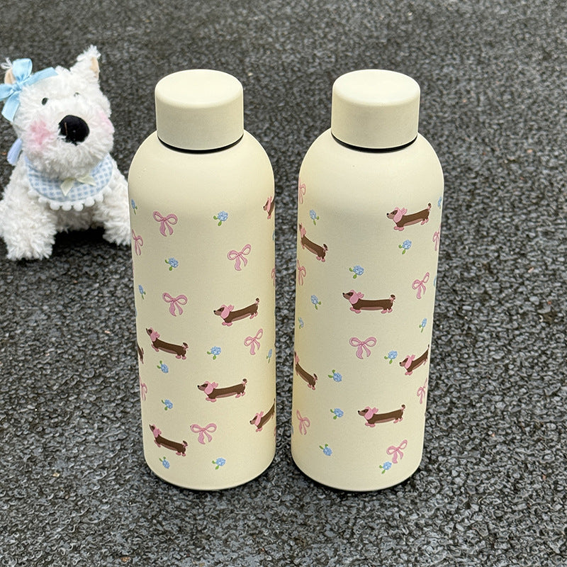 Insulated Stainless Steel Water Bottle for Women with Floral Design and Hygienic Flip-Top Lid