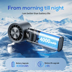 Portable Fan Wireless Battery Operated with Stepless Speed Control and LED Display Compact Design