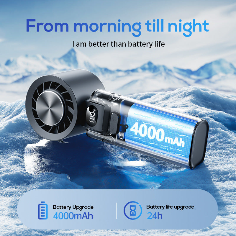 Portable Fan Wireless Battery Operated with Stepless Speed Control and LED Display Compact Design