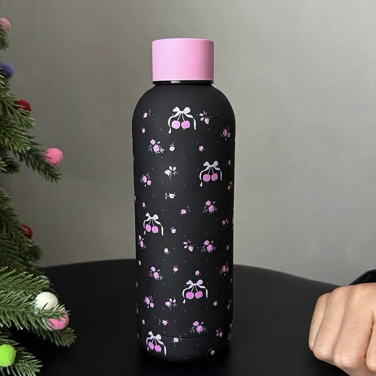 Insulated Stainless Steel Water Bottle for Women with Leak-Proof Lid and Cute Bow Design