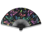 Women's Folding Hand Fan Lightweight Portable Butterfly Design Black