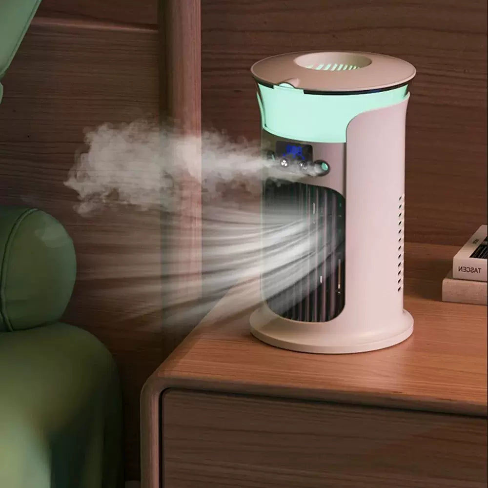 USB Humidifying Tower Fan Compact Air Circulation with LED Display Portable Quiet