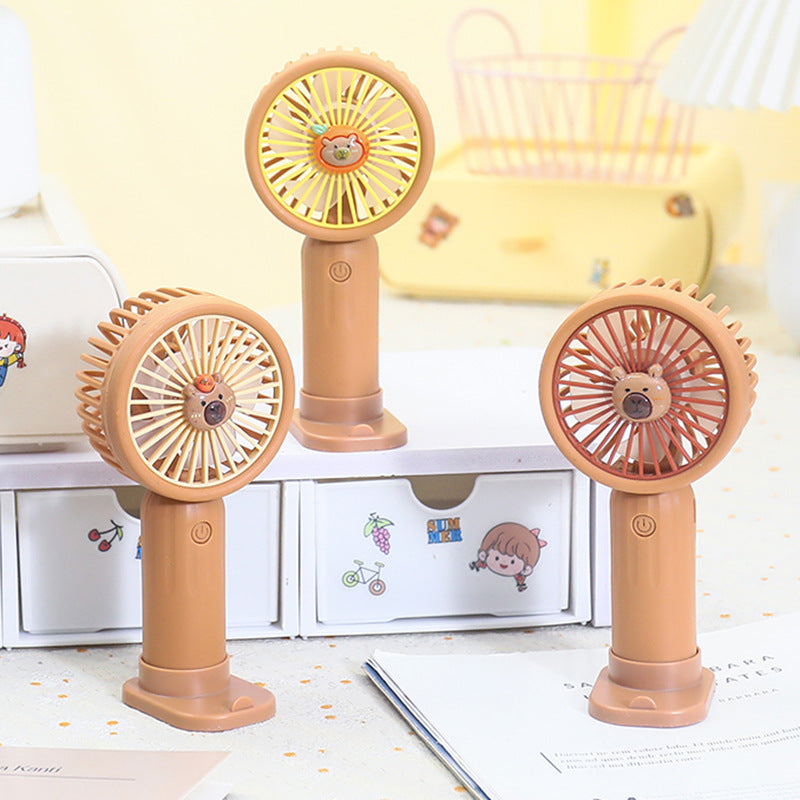 Rechargeable Portable Handheld Fan USB Charging Base Child-Safe Bear Design