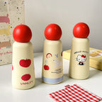 Ladies Plastic Water Bottle With Fruity Apple Motif Red Cap Ergonomic Design Compact Size