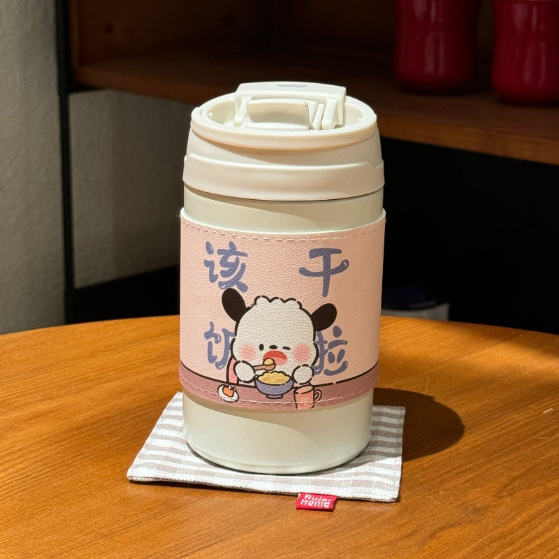 Women’s Insulated Thermo Mug with Cute Animal Design Leak-Proof Lid Ergonomic Handle