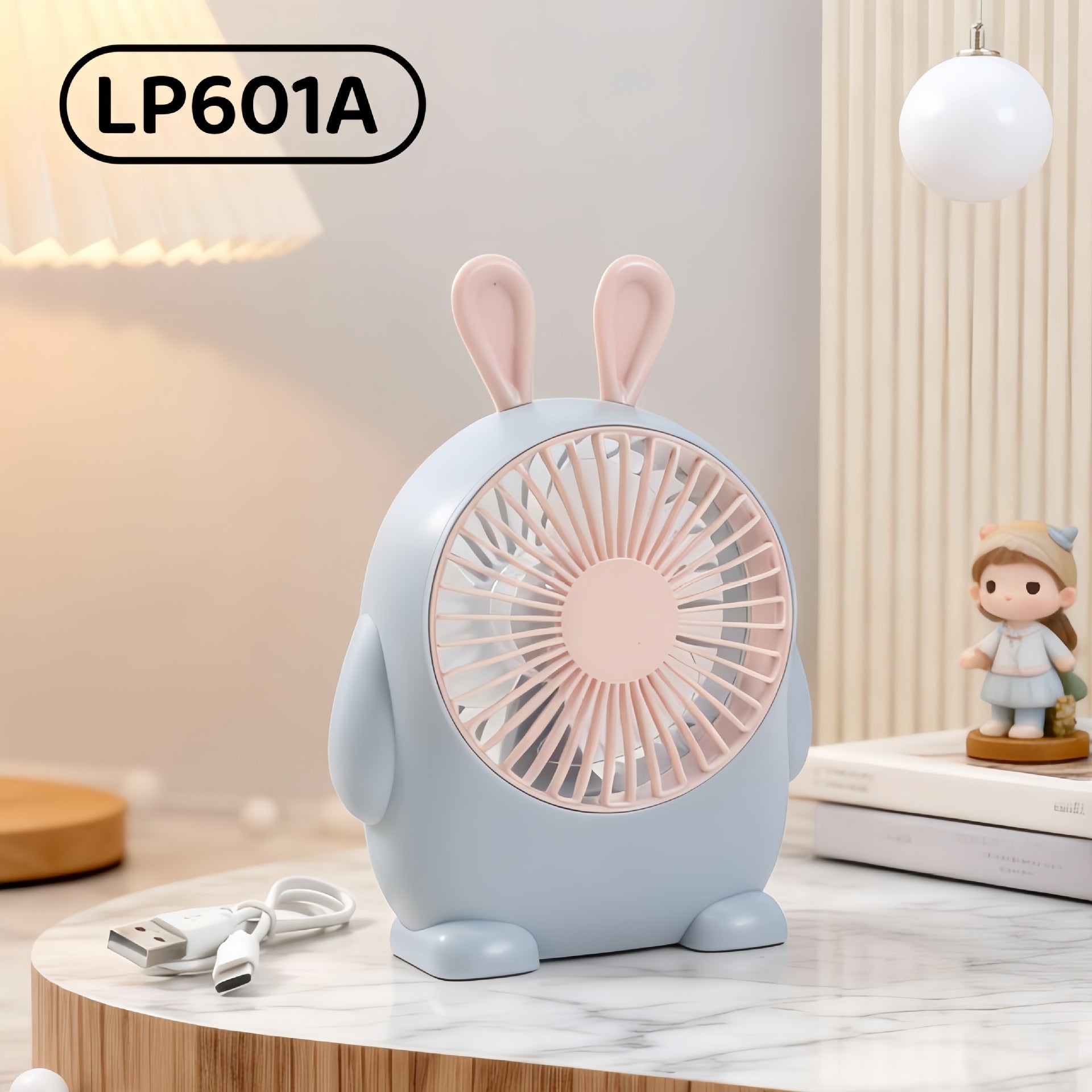 USB Desk Fan Compact Portable Quiet Motor Adjustable Tilt Reindeer Design