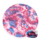 Brehn Ladies Round Beach Blanket With Fringes Soft Colorful Pattern Outdoor Picnic Mat