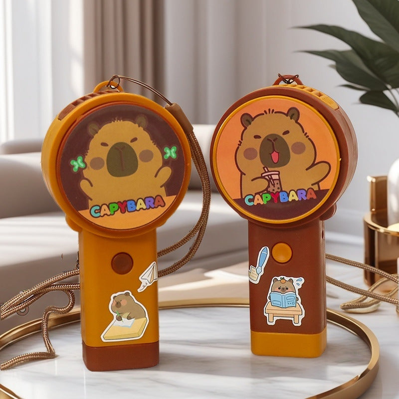 Creative Portable Handheld Fan with Cute Capybara Animal Design USB Rechargeable Lightweight