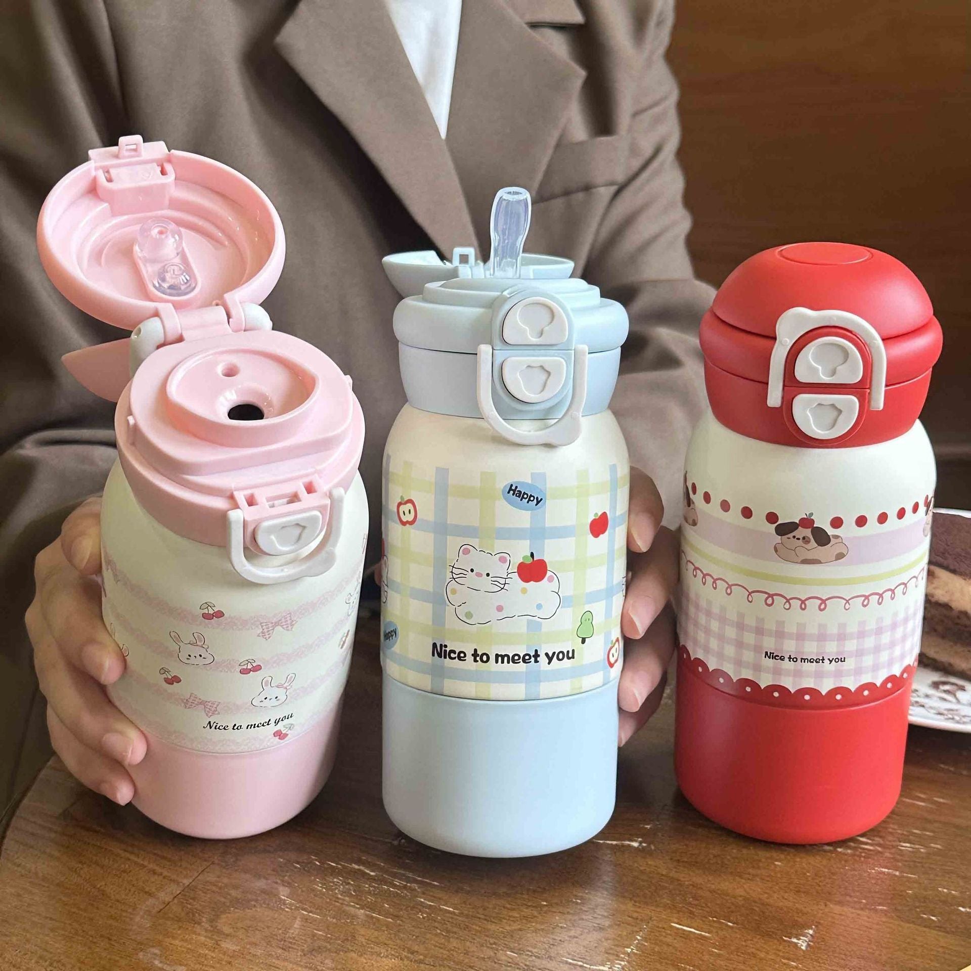 Insulated Water Bottle for Women with Flip Lid and Cheerful Design Durable and Easy to Clean
