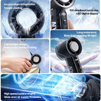 Rechargeable Mini Handheld Fan with LED Display and Adjustable High-Speed Airflow Unisex One Size