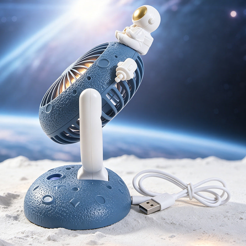 Ladies Desk Fan with Astronaut Design USB Portable Adjustable Tilt Quiet Operation