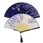 Women Handcrafted Paper and Wood Fan with Floral Design Elegant Portable Accessory