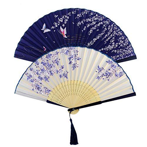 Women Handcrafted Paper and Wood Fan with Floral Design Elegant Portable Accessory
