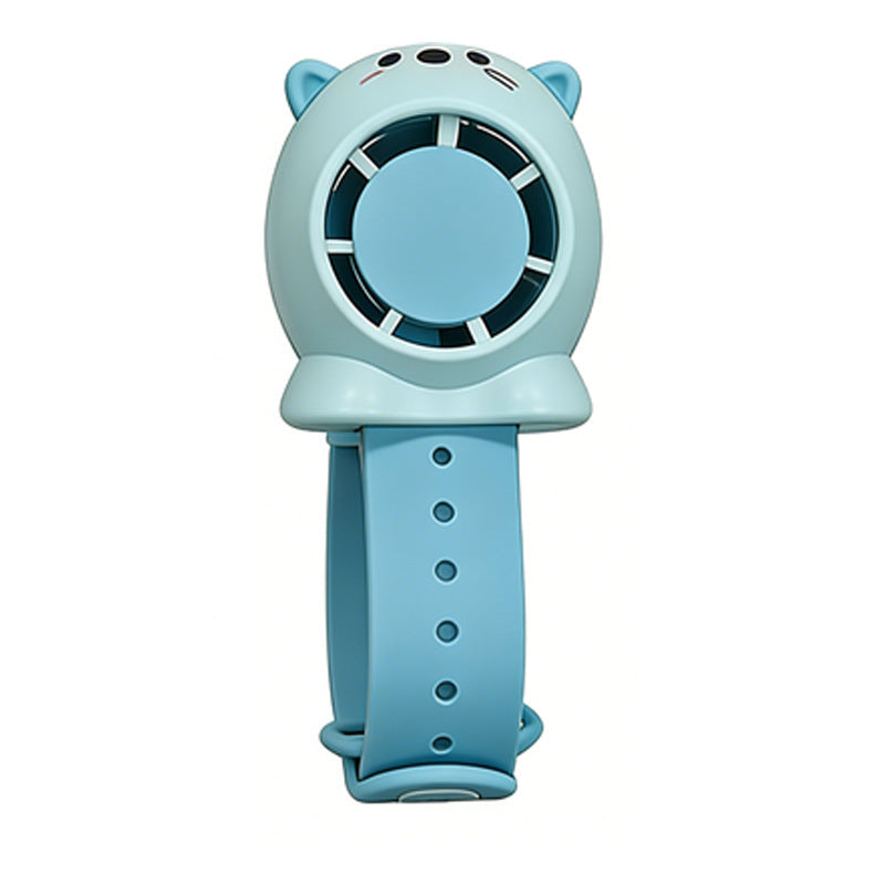 Portable Wrist-Mounted Cooling Fan with Adjustable Speeds and Bear Design Lightweight Rechargeable