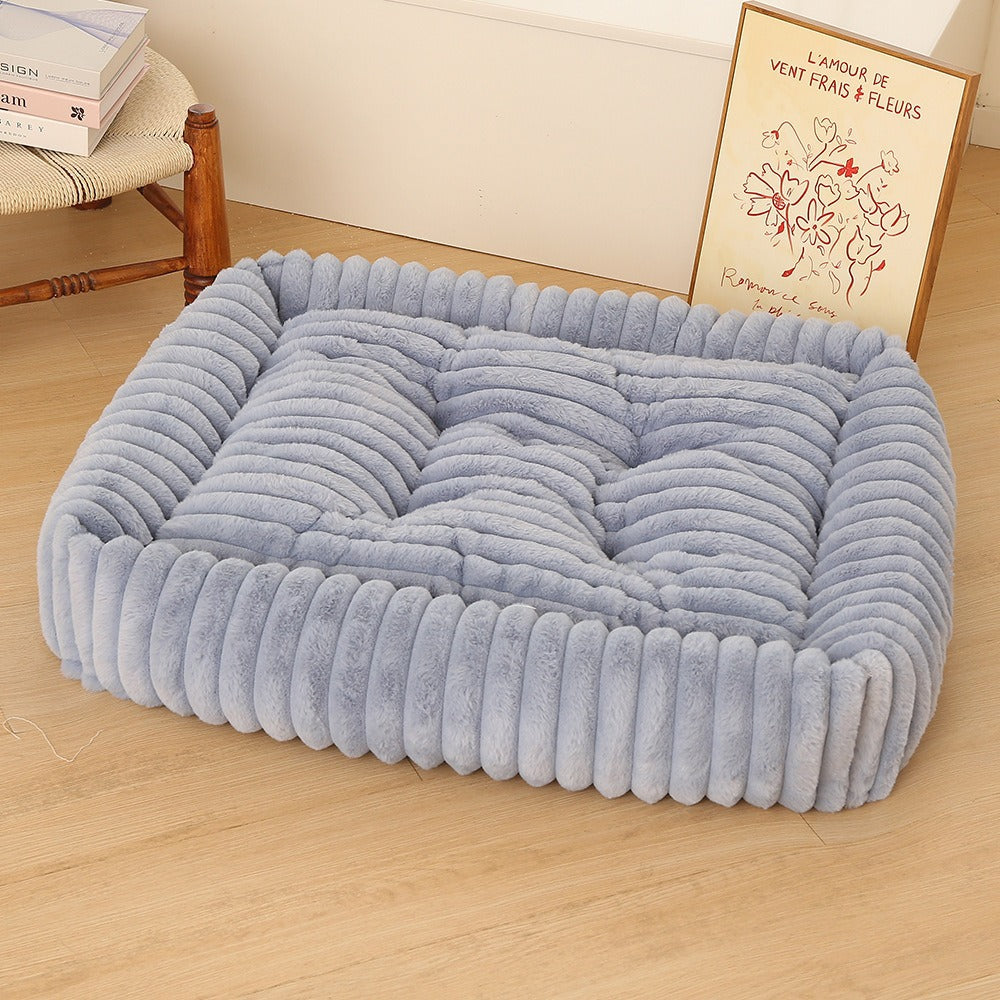 Plush Pet Bed with High Edge Non-Slip Bottom Soft Cozy Dog Cat Bed