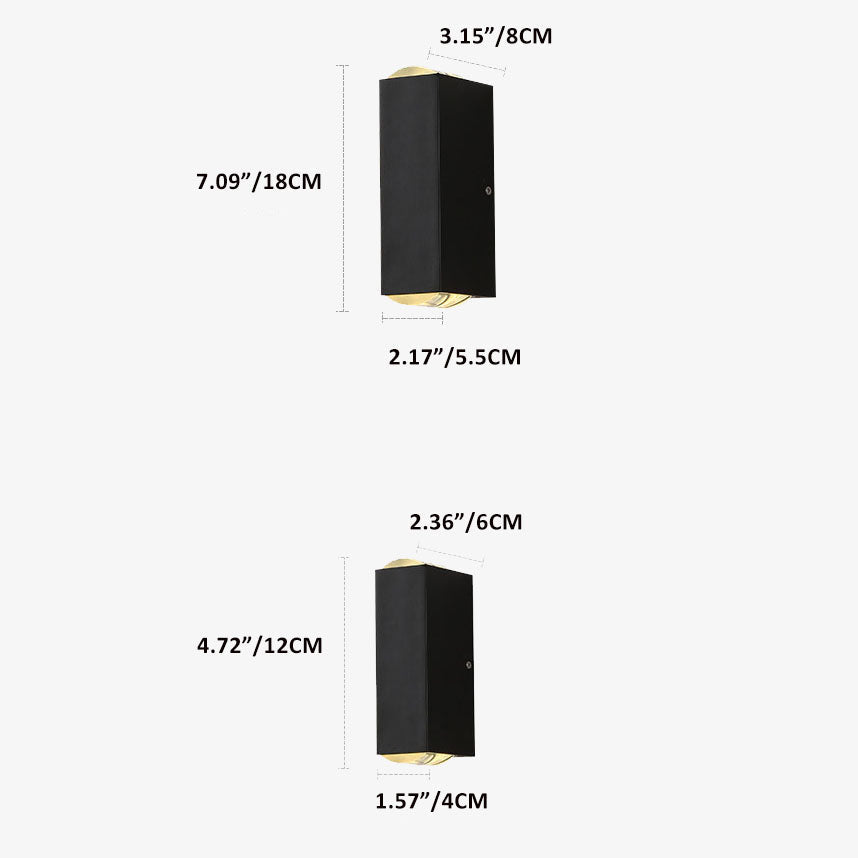 Modern Waterproof LED Outdoor Wall Light Aluminum Black Rectangular Hardwired