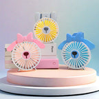 Portable USB Table Fan Compact Quiet Cooling with Bow Decoration for Desk or Nightstand