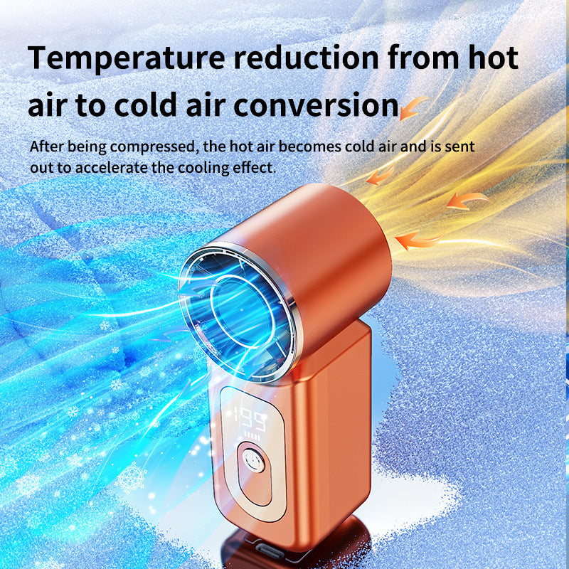 Portable Mini Wind Cannon Fan with Digital Display Rechargeable Battery Compact Design
