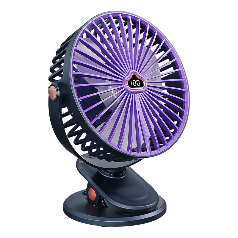 Unisex Table Fan with Color-Changing LED Light Digital Display 100 Wind Levels Quiet Operation Foldable Wall Mount