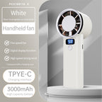 Portable Handheld Fan with Digital Display 5 Speeds 3000mAh Battery