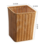 Rectangular Woven Waste Bin Natural Material Compact Bathroom Kitchen Office Trash Can