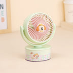 Cute Character Desk Fan USB Rechargeable Portable Small Cooling Fan with Multiple Speeds