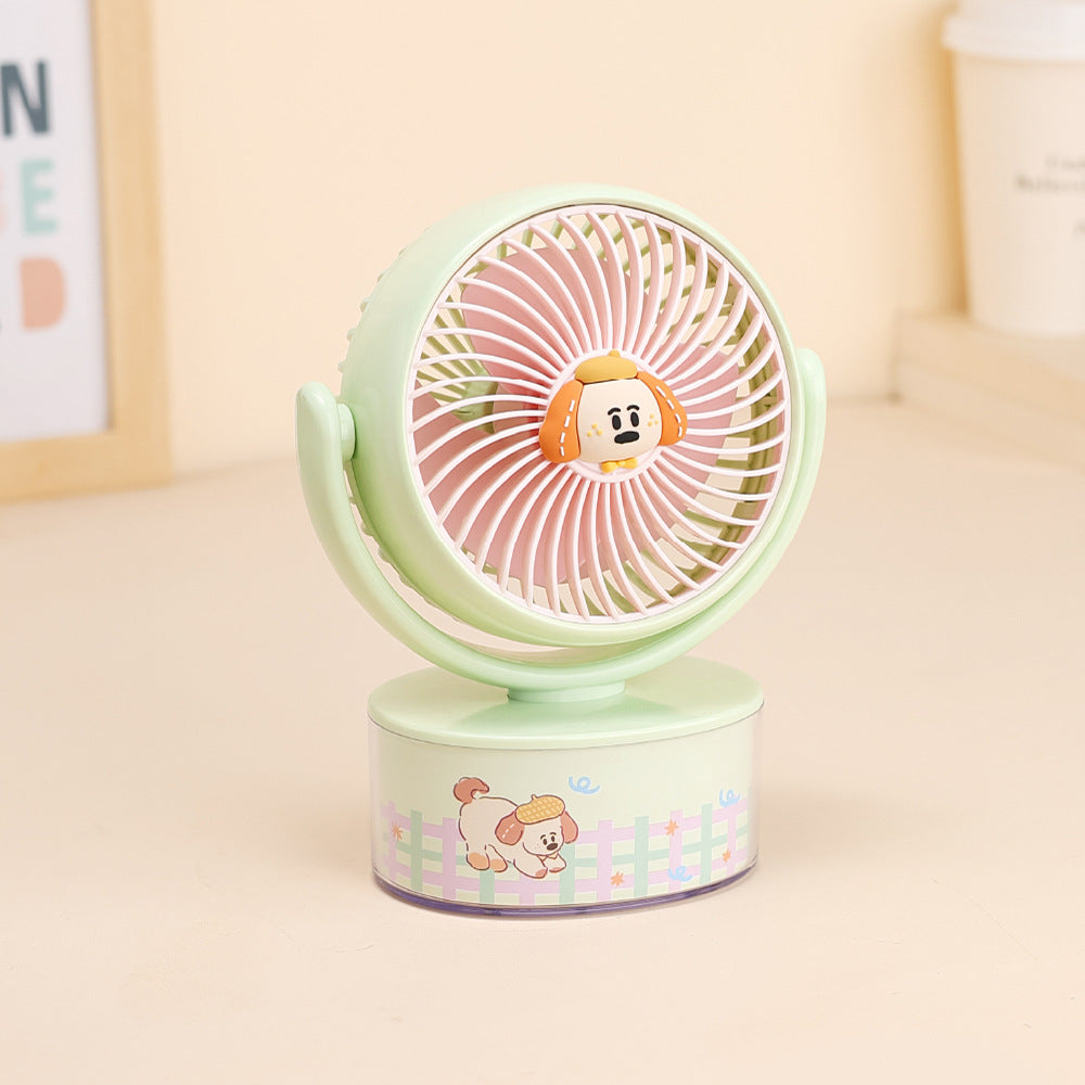 Cute Character Desk Fan USB Rechargeable Portable Small Cooling Fan with Multiple Speeds