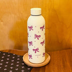 Women's Insulated Water Bottle Double-Walled Hot Cold Leakproof with Stylish Bow Design