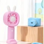 Portable Mini Fan USB Powered Cute Bunny Design Lightweight Personal Cooling Fan