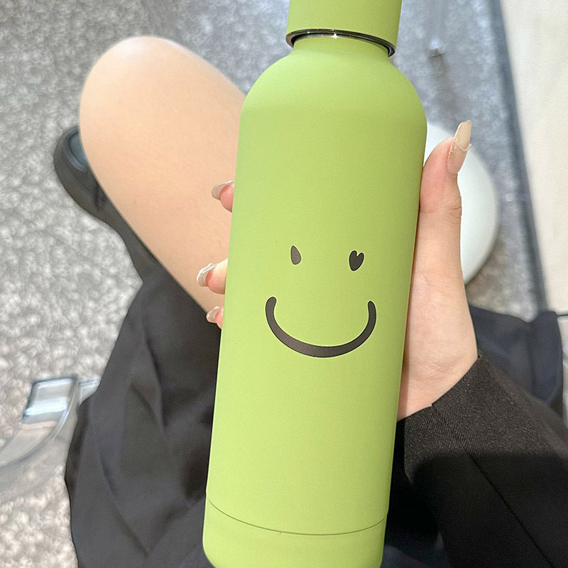 Women's Insulated Water Bottle BPA-Free Smiley Design Hot Cold Thermos Durable