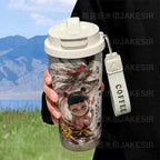 Insulated Ladies Coffee Mug BPA-Free Plastic Stainless Steel Bottom Hello Kitty Design