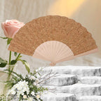 Handmade Cork and Wood Ladies Fan Lightweight Elegant Portable Accessory