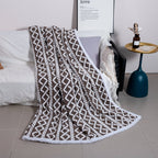 Women’s Reversible Blanket Soft Microfiber Cozy Geometric Pattern White Fluffy Throw