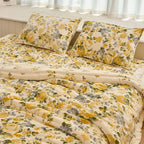 Women’s Floral Cotton Bedding Set Soft Yellow Blue Comfort