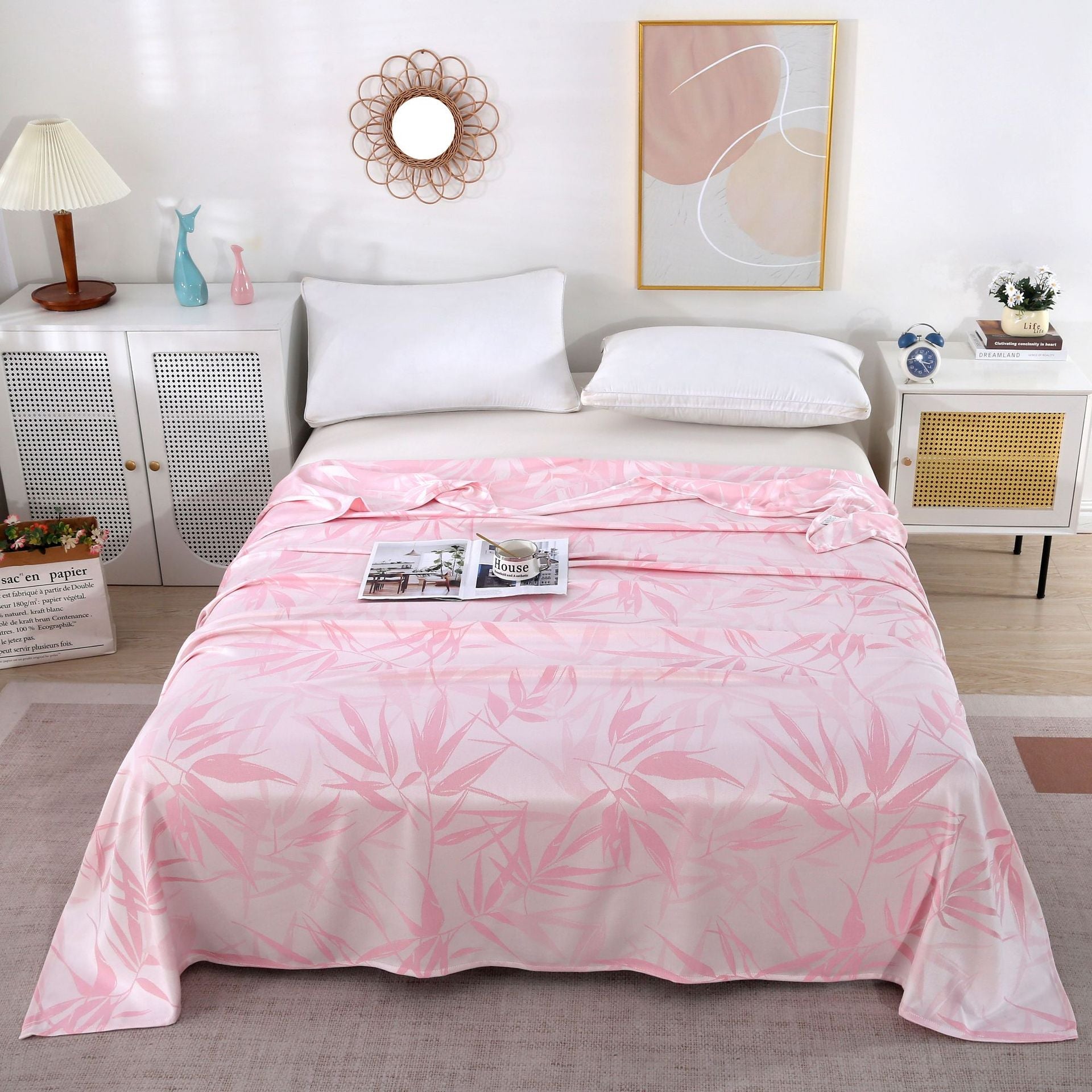 Bowlift Cotton Comforter Soft Breathable Leaf Pattern Green Duvet for Women