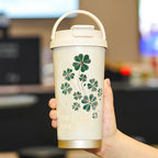 Insulated Stainless Steel Travel Mug with Leak-Proof Cap and Carry Handle for Coffee and Tea