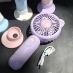 Portable Mini Fan USB Rechargeable Lightweight Compact Handheld Desk Fan with Multiple Speeds and Animal Design