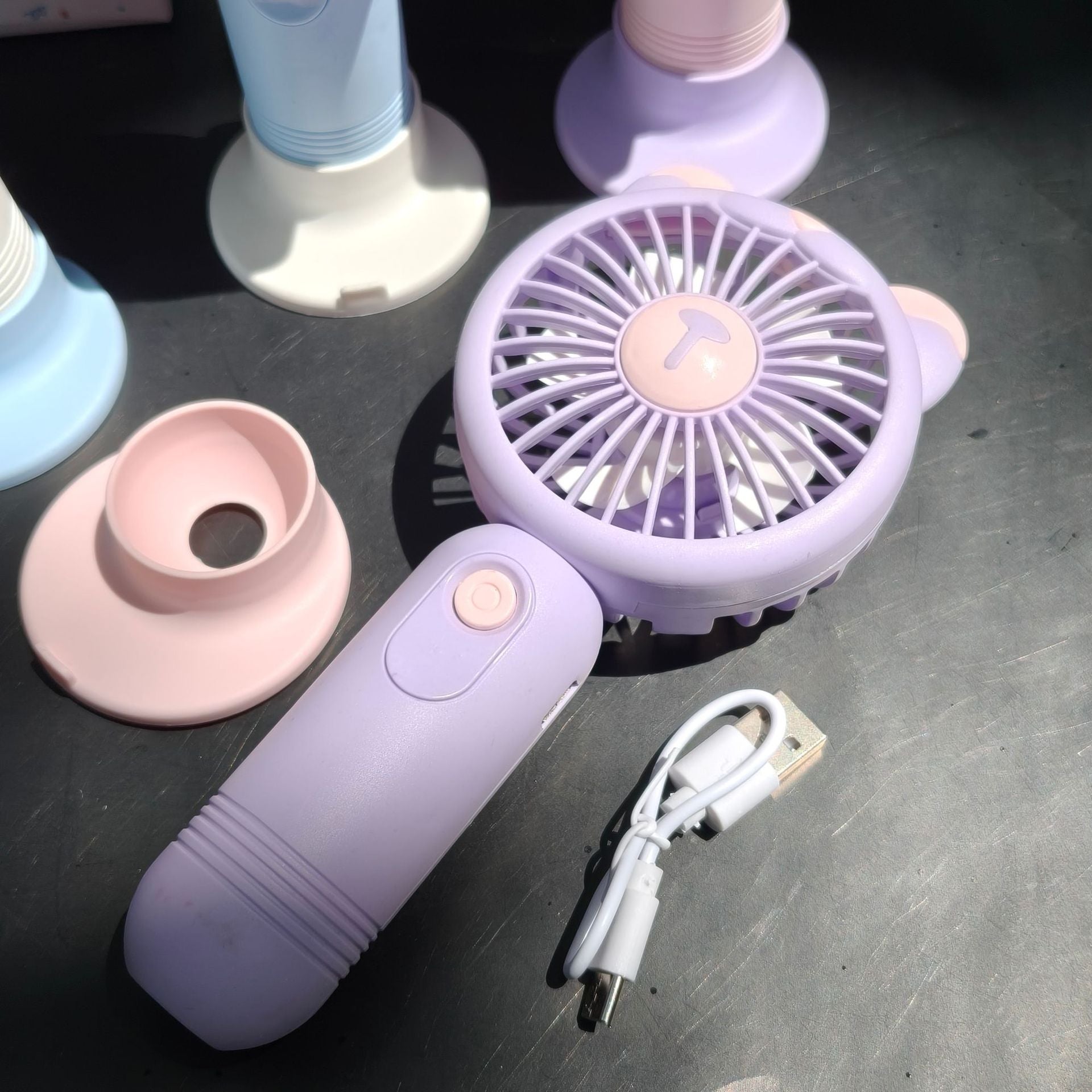 Portable Mini Fan USB Rechargeable Lightweight Compact Handheld Desk Fan with Multiple Speeds and Animal Design