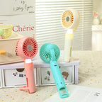 Portable Mini Hand Fan with USB Charging and Integrated LED Light Compact Rechargeable Personal Fan