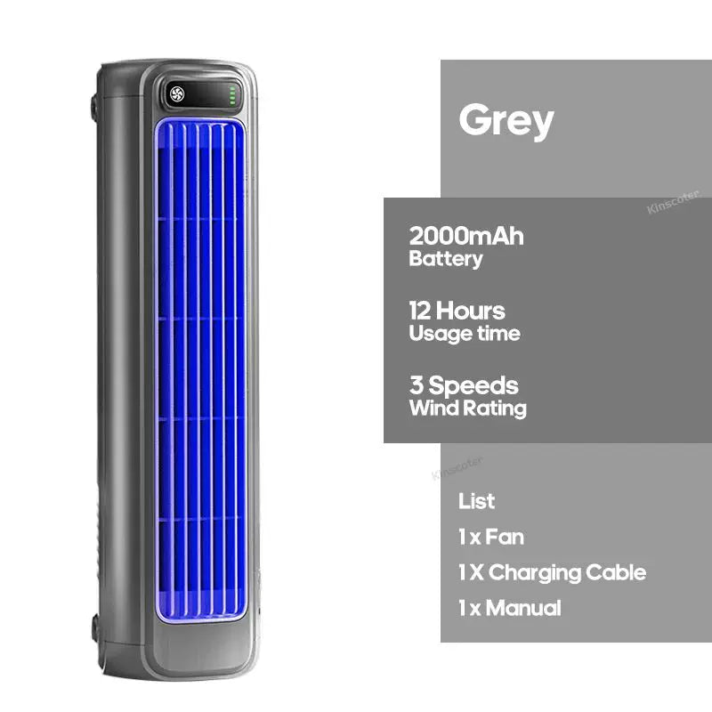 Rechargeable Wireless Tower Fan Portable Quiet Motor 3 Speeds Khaki