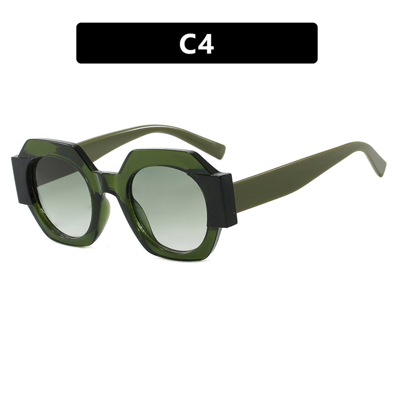 Ladies Hexagonal Sunglasses UV Protection Lightweight Fashionable Frame