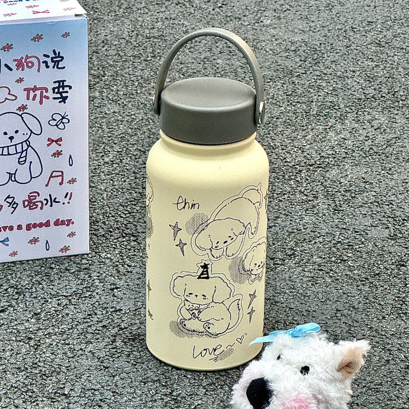 Women’s Insulated Stainless Steel Water Bottle with Cat Design Lightweight and Portable