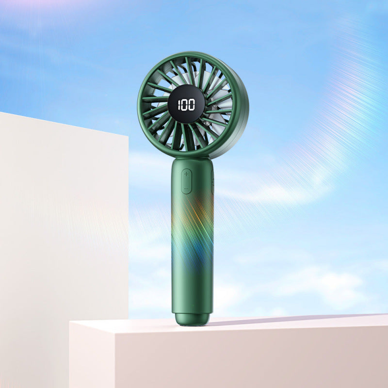 Portable Handheld Fan Compact Lightweight Rechargeable Battery LED Display Multiple Speeds