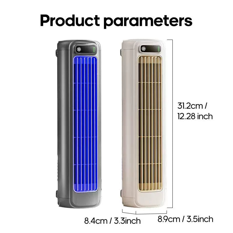 Rechargeable Portable Tower Fan USB Battery Operated Slim Adjustable Louvers LED Display