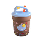 Unisex BPA-Free Plastic Drinking Cup with Lid and Straw Colorful Fruity Design Spill-Proof