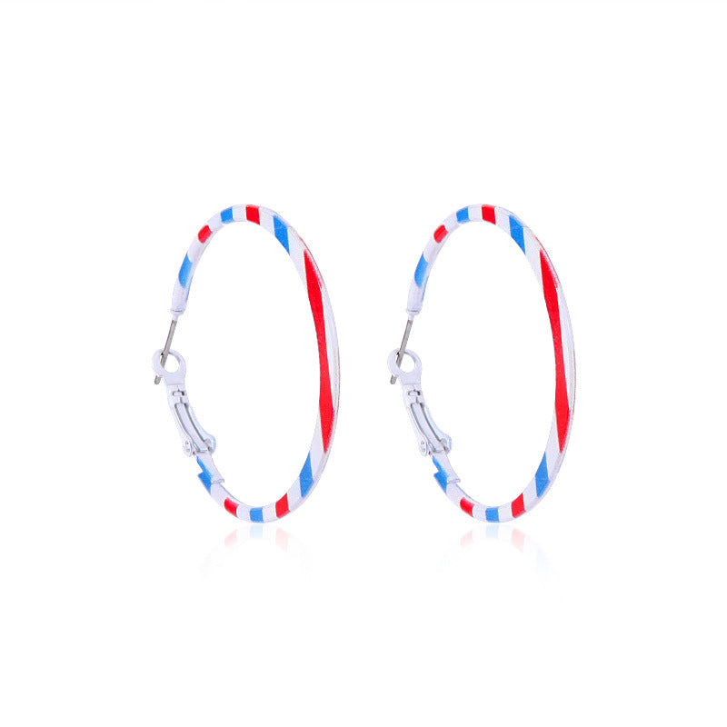 Women's Lightweight Star Earrings Enamel Flag Design Fishhook Closure Zinc Alloy