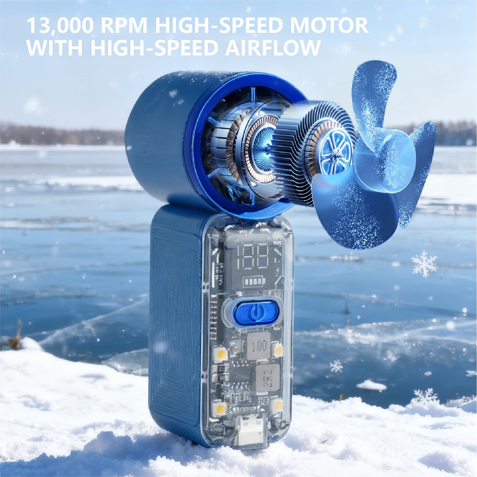 Smart USB Rechargeable Desk Fan Portable Adjustable Speed Quiet Operation with LED Display