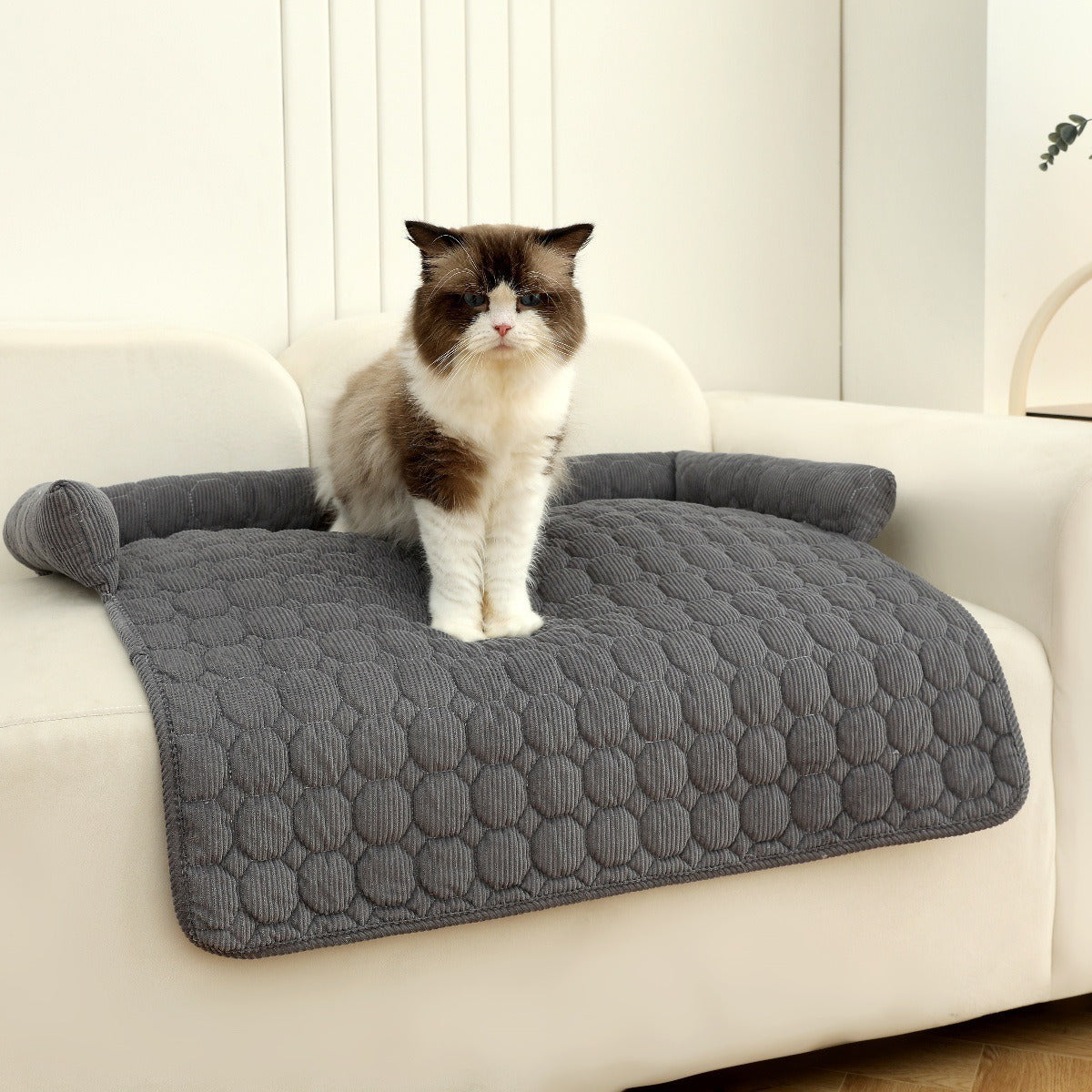 Cozy Cat Bed Plush Ergonomic Raised Sides Non-Slip Base Comfortable Pet Lounger
